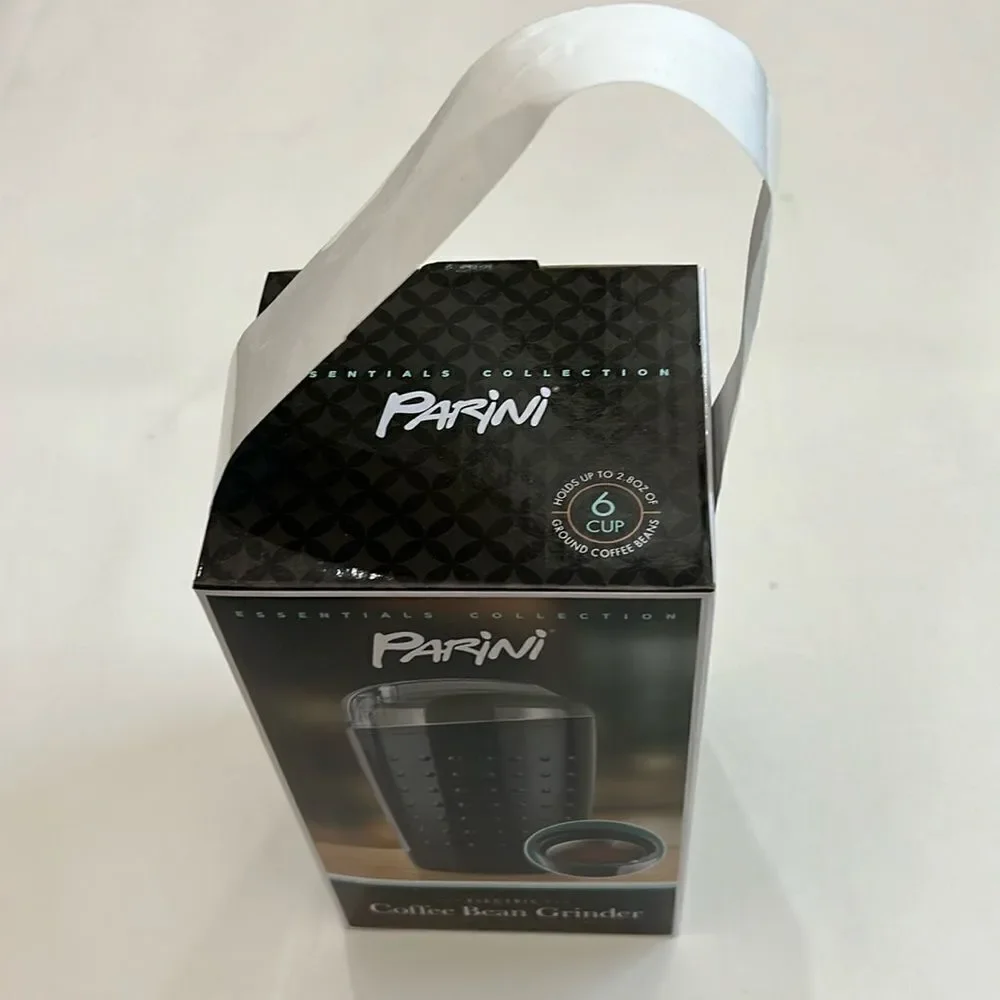 Parini Electric Coffee Bean Grinder One Touch Black Stainless Steel Blades New